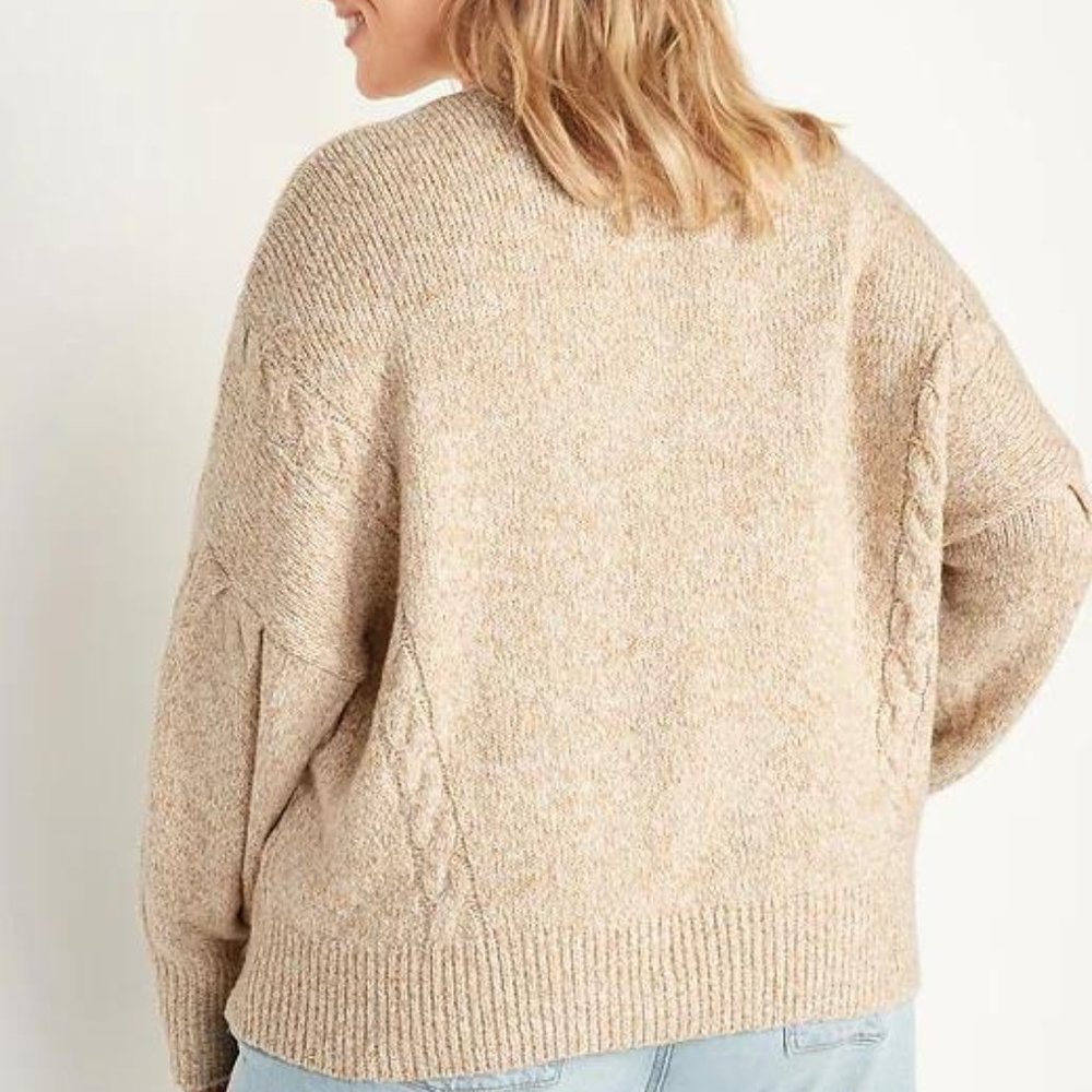 Old Navy Mock-Neck Heathered Cable-Knit Sweater for Women New - Picture 2 of 8